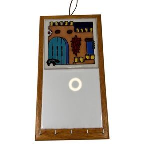 Key Holder Rack Wipe‎ Off Board Southwestern Art Tile Studio VTG Ceramic Pueblo